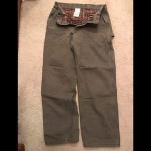 Carhartt Flannel Lined Dungarees (Moss Colored)